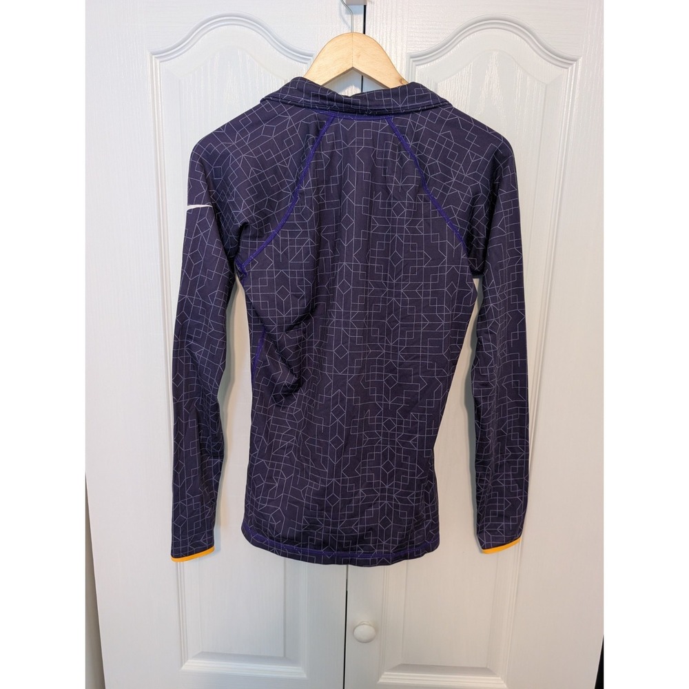 Nike Pro Dri Fit Women's M Purple Geo Print Long SLV Active Shirt Pullover - Picture 2 of 4